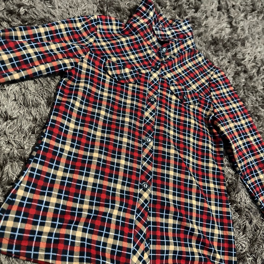 Classic Plaid Long Sleeve Shirt - Red, Blue, and Yellow